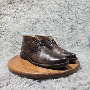 Frye Mens Size 9D Lace Up Chukka Boots Cognac Brown Leather Work Shoes 87822
